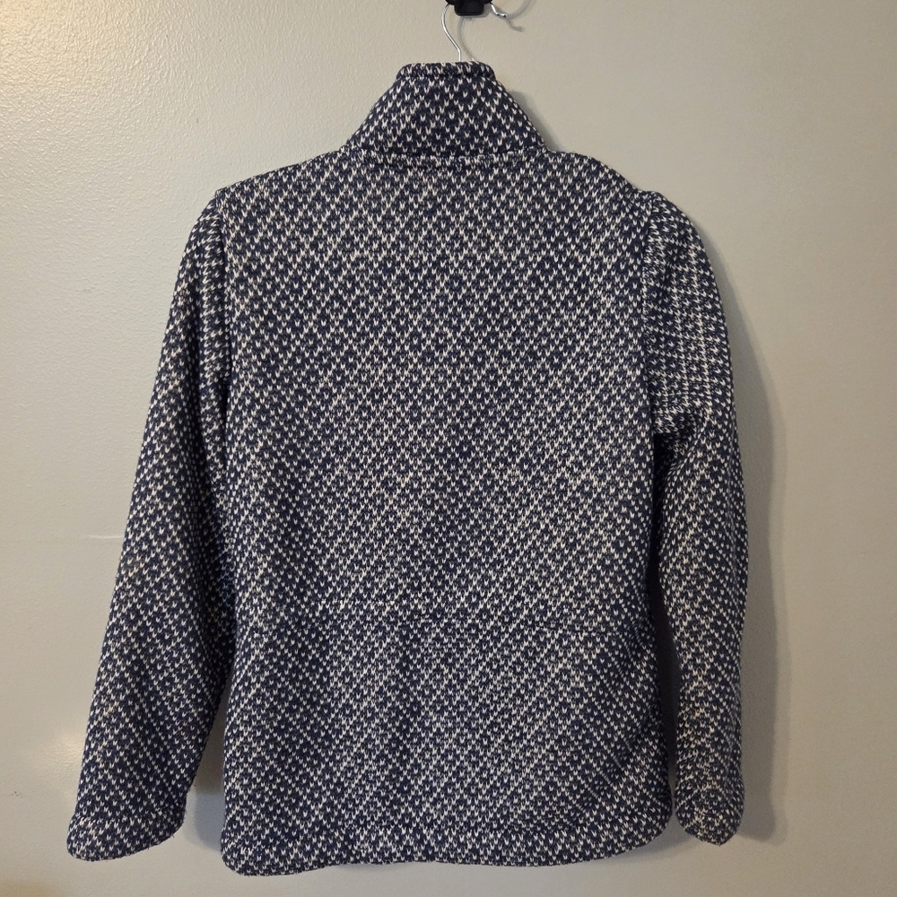 L.L.Bean Women’s Blue Diamond Jacquard Anorak Zip Up Sweater Jacket Sz Xs - Picture 3 of 9